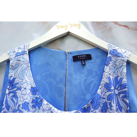 Kaari Blue Sleeveless Flower Pattern Top - Picture 2 of 6